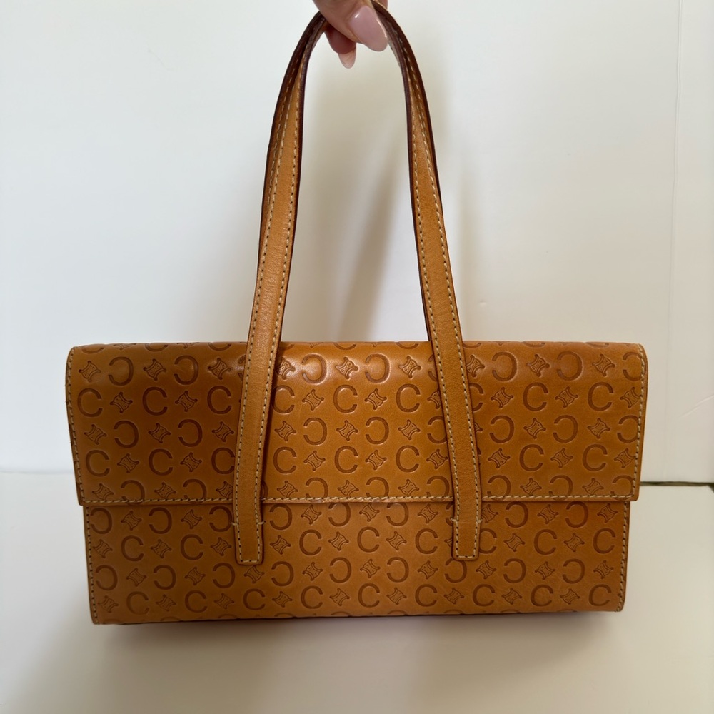 Vintage 80s Celine Embossed Monogram Bag w/ Matching Celine Wallet